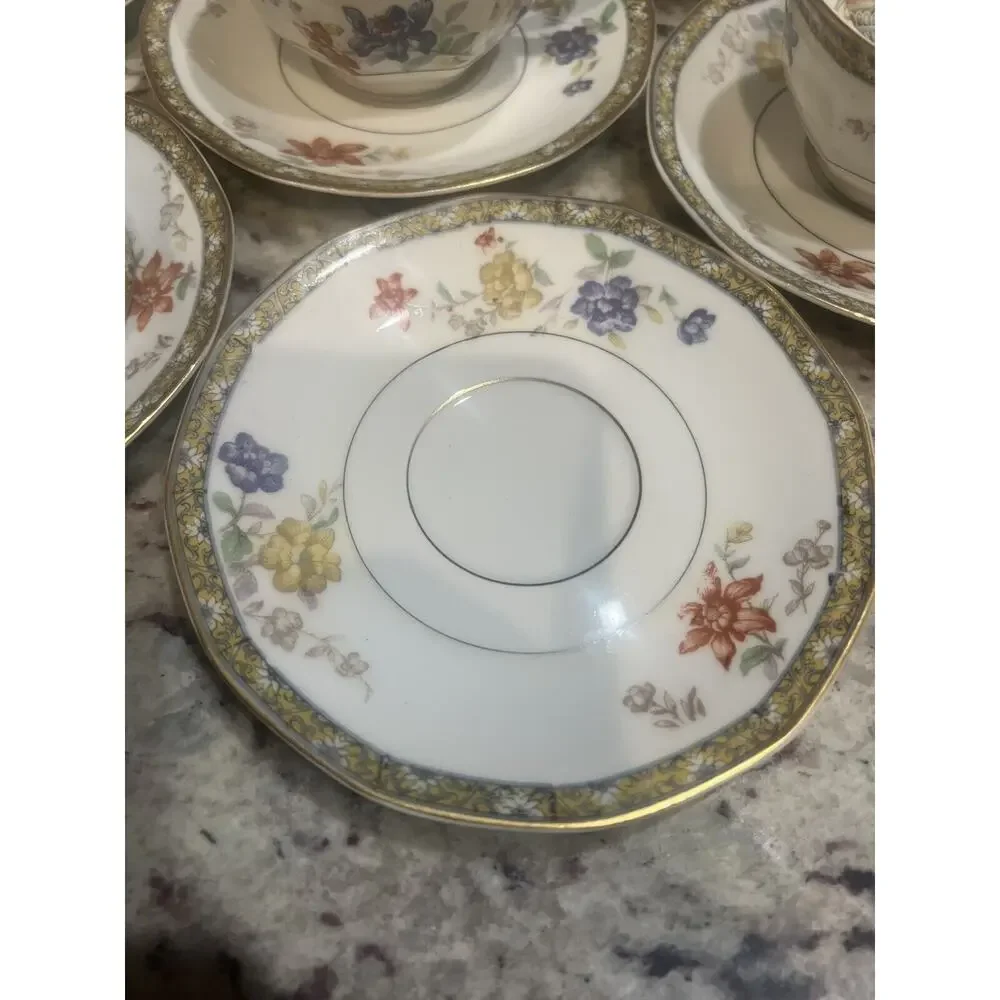 Haviland‎ Limoges Coromandel Cup & Saucer Coffee Tea Floral Basket Gold Trim